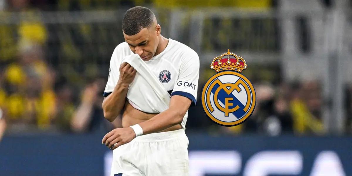 Kylian Mbappé disappointed while playing for PSG in the Champions League.