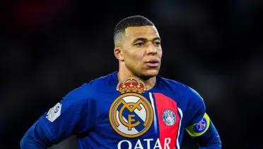 Kylian Mbappé focused while wearing the captain armband with PSG.