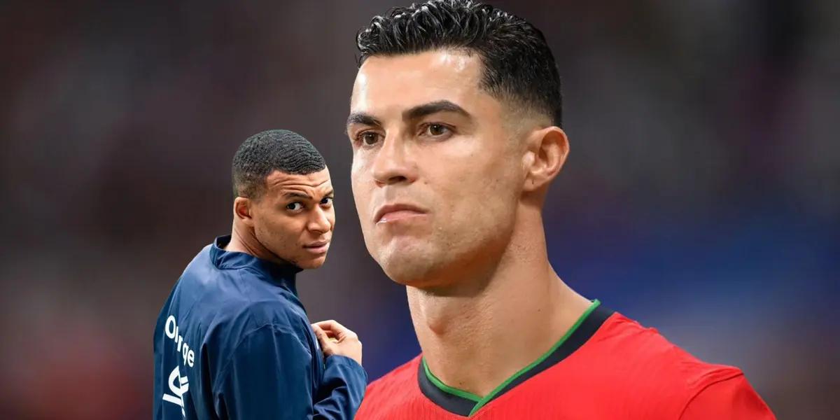 Kylian Mbappé looks back with a France jacket while Cristiano Ronaldo stares with a Portugal jersey on. (Source: KM 10 Zone, GOATTWORLD X)