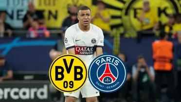 Kylian Mbappé shows frustration in the Dortmund vs PSG match in Germany.