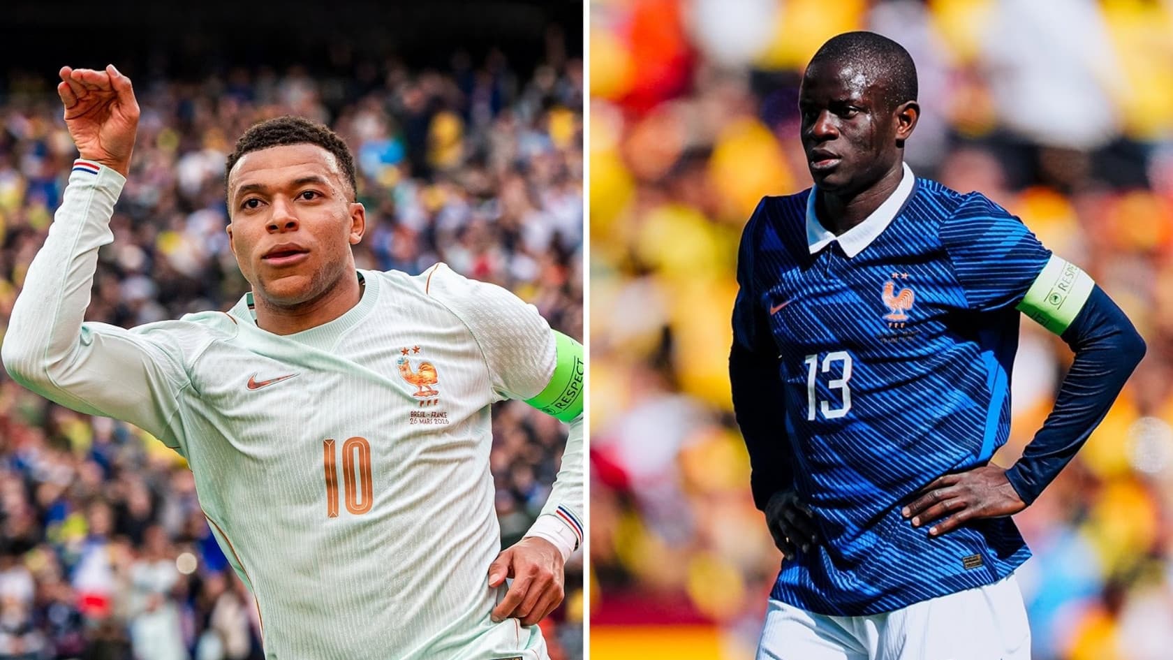 Kylian Mbappé takes captain’s armband from N’Golo Kanté / Credit: France