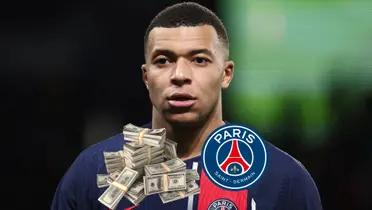 Kylian Mbappé worried while playing in a PSG jersey.