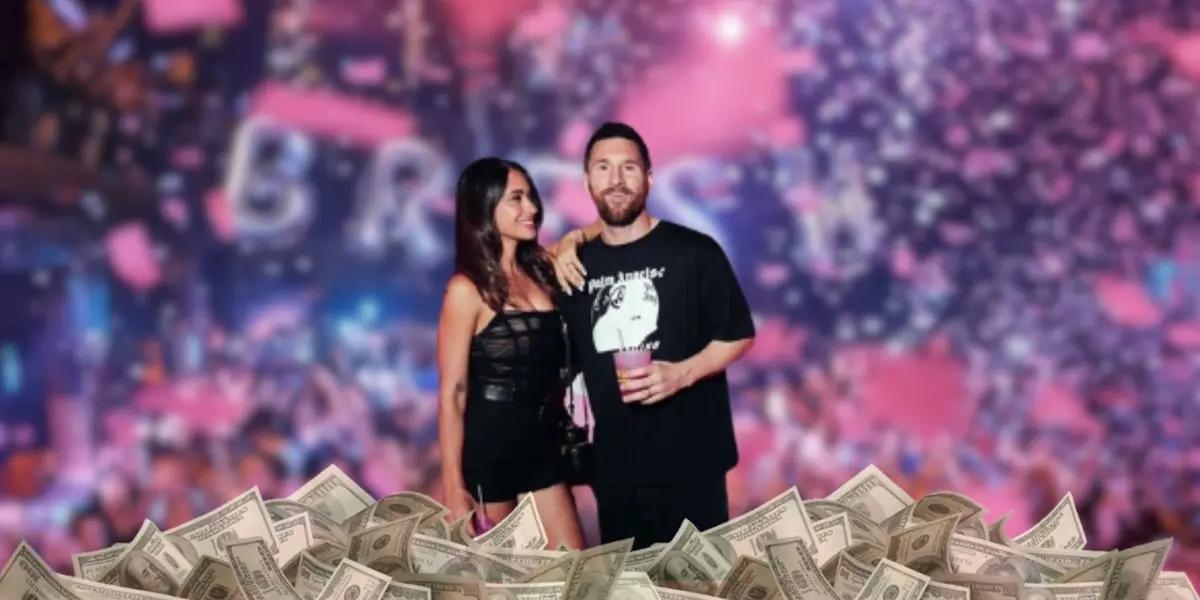 Lionel Messi and Antonella Roccuzzo during the Bresh party in Miami in April 2024