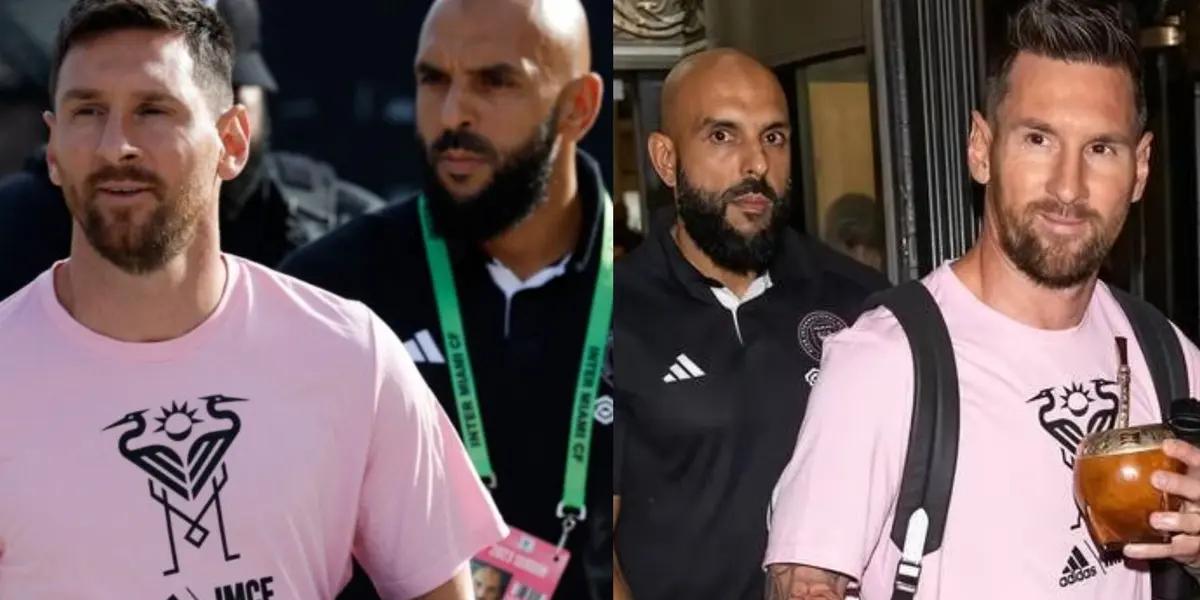 Lionel Messi and the guard hired to protect him in the United States