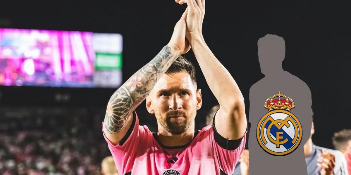 Lionel Messi claps to the fans in the stadium after an Inter Miami match.