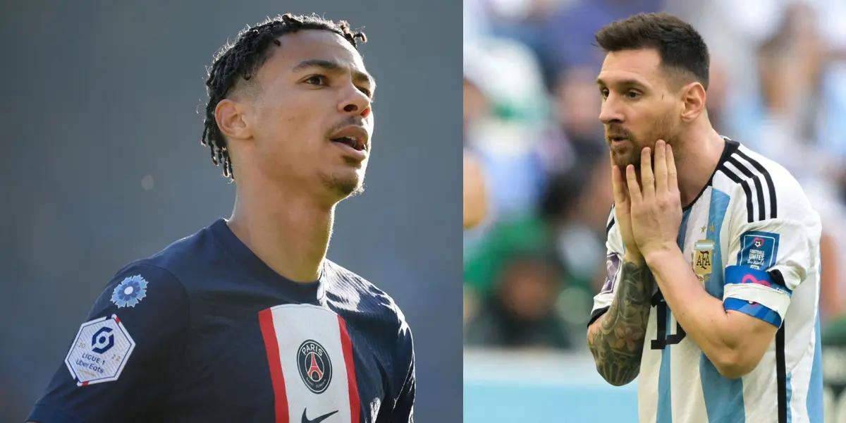 Lionel Messi is not playing, however, he's enjoying the match.