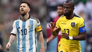 Lionel Messi looks tired while Enner Valencia tells his teammates to calm down.