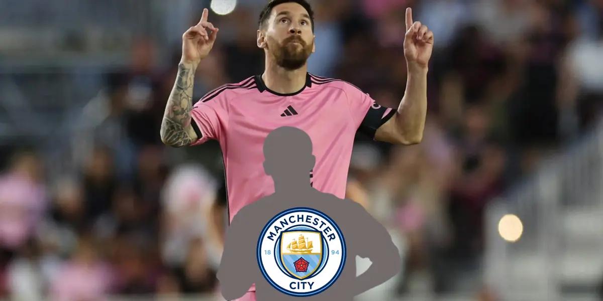 Lionel Messi puts to the sky as his goal celebration for Inter Miami.