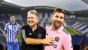 Lionel Messi with Gerardo Martino celebrating an Inter Miami win