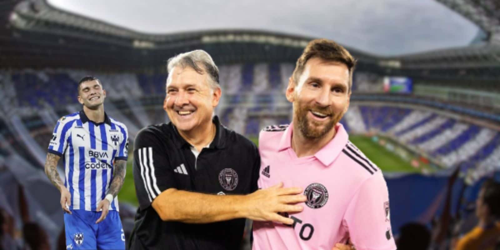 Lionel Messi with Gerardo Martino celebrating an Inter Miami win