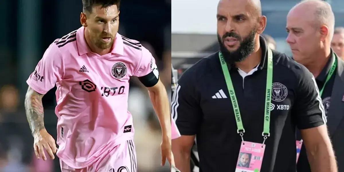 Lionel Messi's bodyguard takes care of the Argentine before the match against LAFC