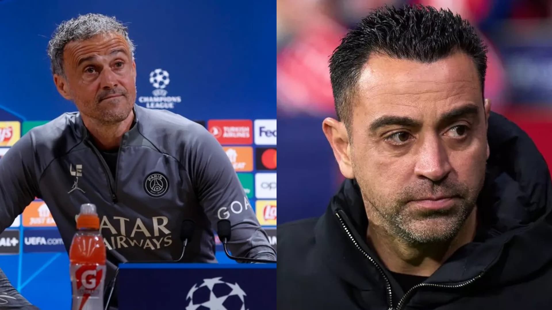 Luis Enrique answers a question in regards to him and Xavi.