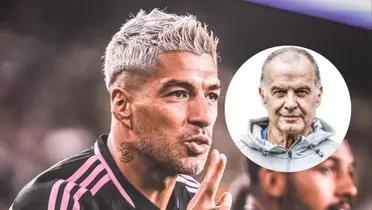 Luis Suárez y Bielsa. Foto: Redes de Luis Suárez y AUF.