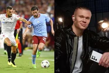 Manchester City face Sevilla, but Norwegian surprised with his outfit from the stands