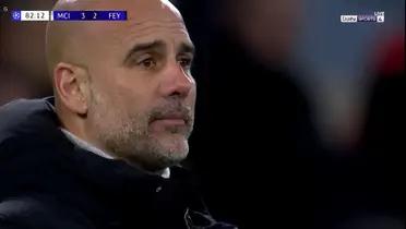 Manchester City manager showed his anger due to defensive lapses in Champions League match