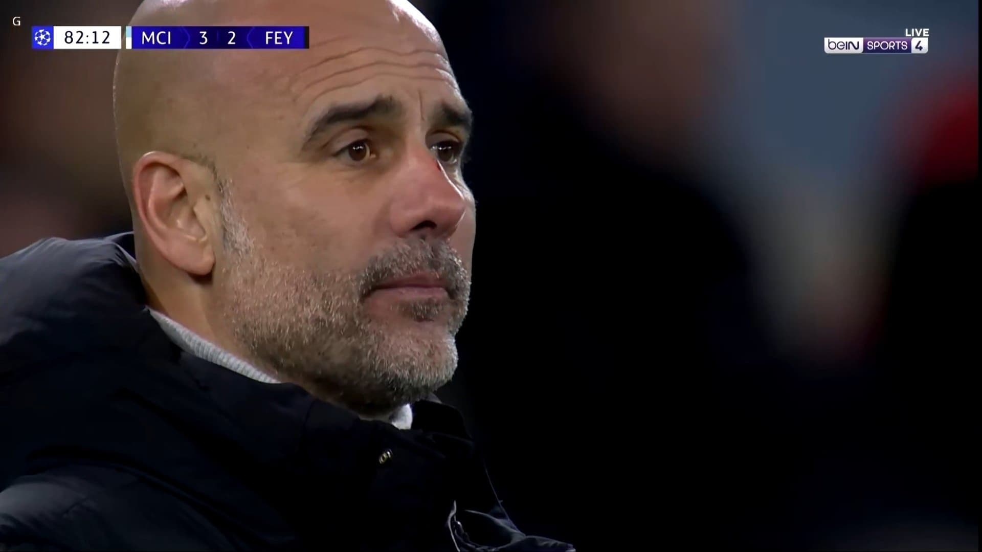 Manchester City manager showed his anger due to defensive lapses in Champions League match