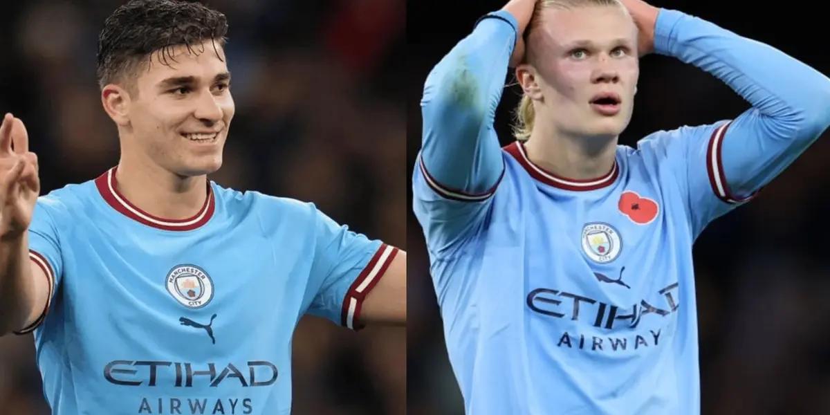 Manchester City prepare for their Champions League clash with Inter and an image of Julian Alvarez worries Erling Haaland