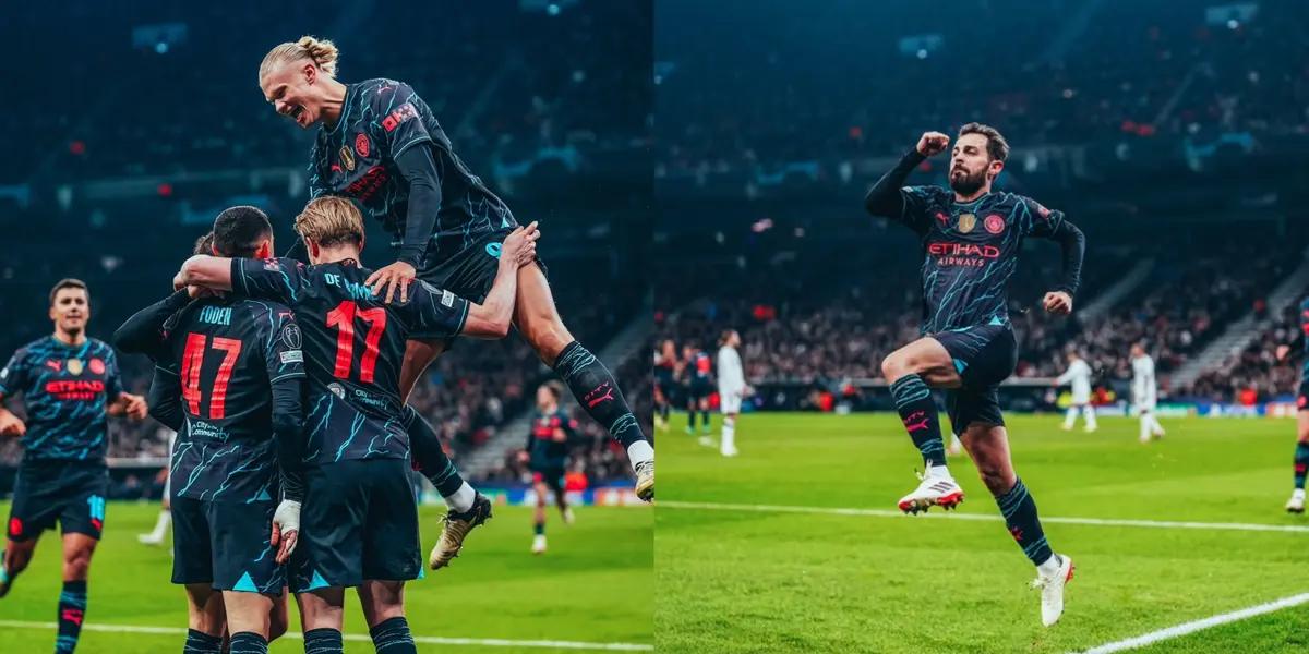 Manchester City wins 3-1 in the 1st leg of the Champions League round of 16 against Copenhagen.