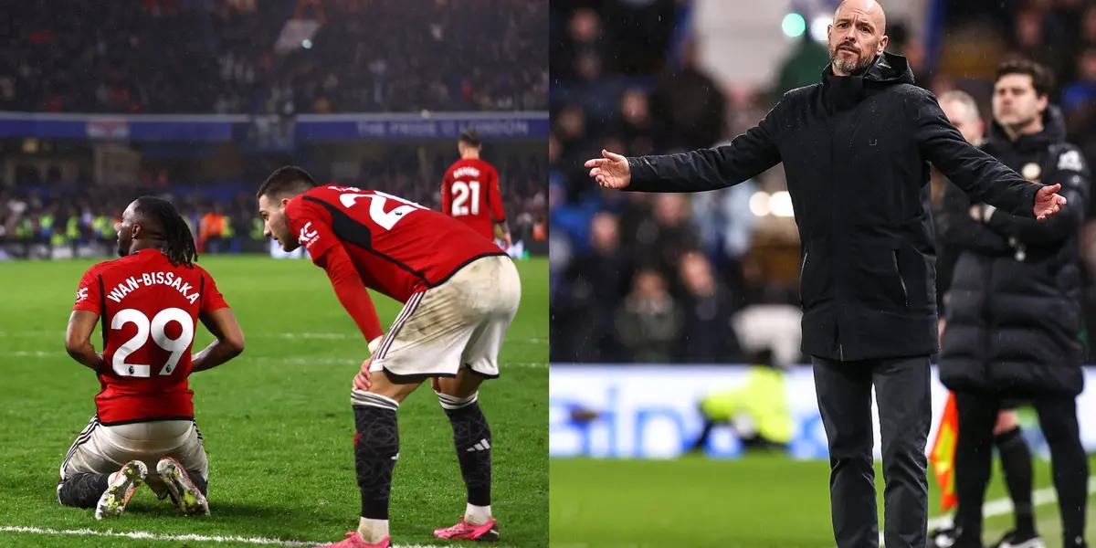 Manchester United lost against Chelsea by conceding two last minute goals.