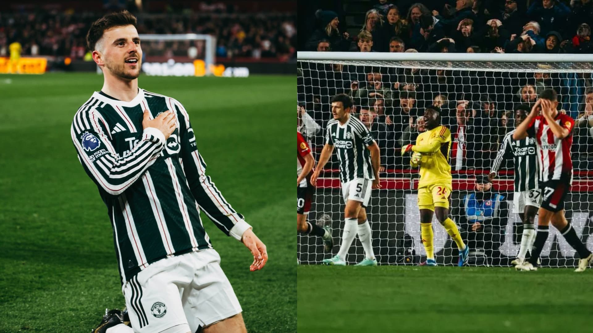 Mason Mount scored a very late opener for Man United but Brentford equalized quickly.