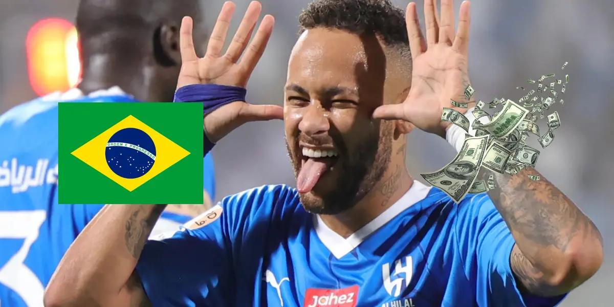 Neymar celebrates a goal he scored for Al Hilal in Saudi Arabia.