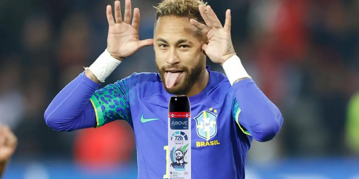 Neymar celebrates his goal for the Brazilian national team.