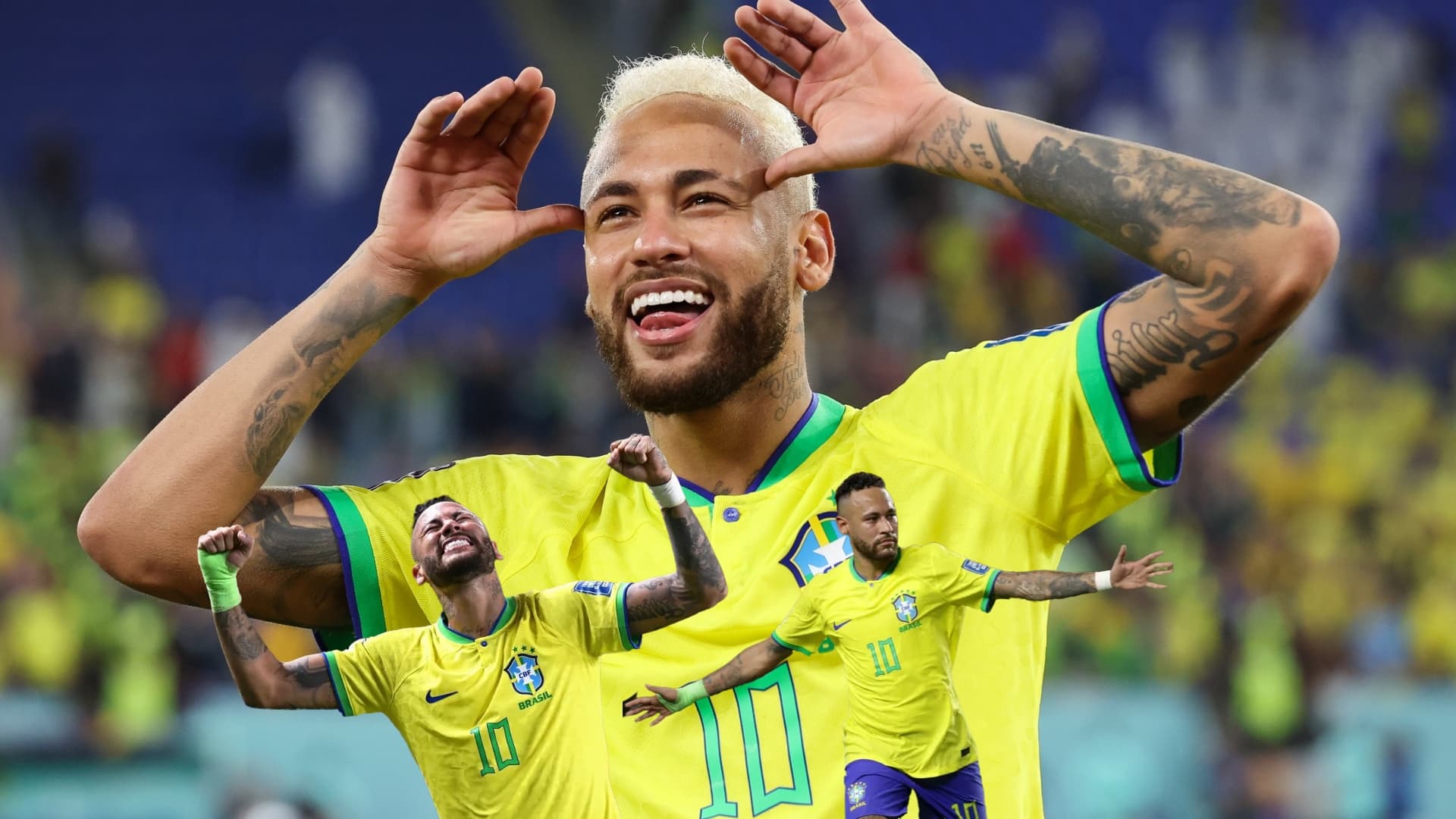 Neymar celebrates his goals he has scored for the Brazilian national team.