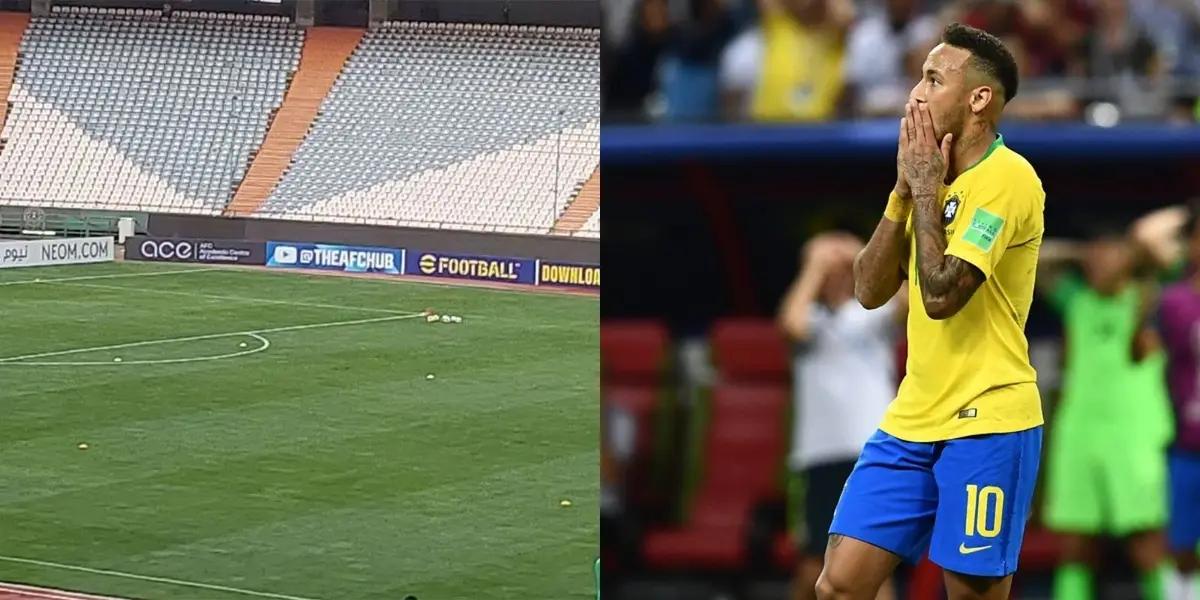 Neymar had a curious reaction when he saw the condition of the field where he would play.
