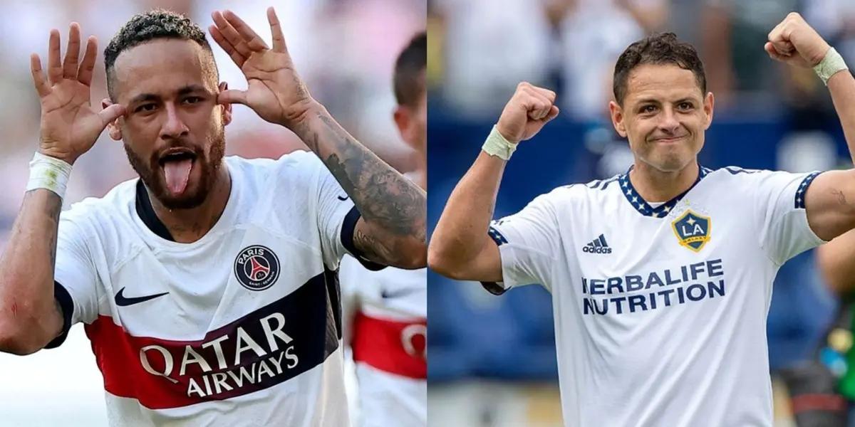 Neymar Jr. with the PSG jersey while Javie Hernández with the LA Galaxy jersey.