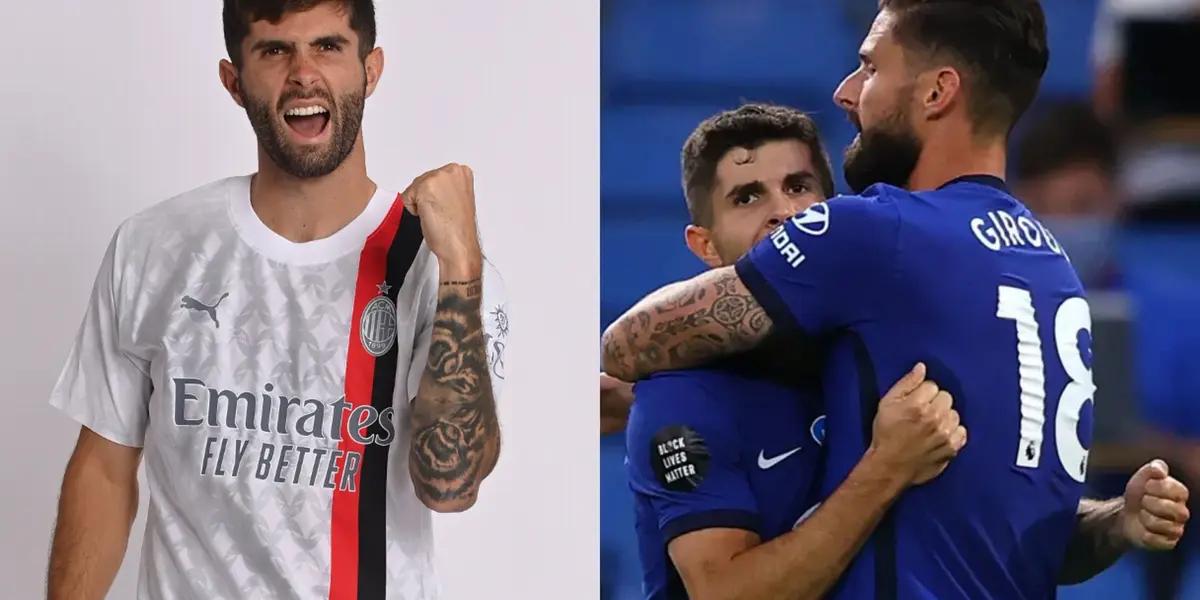 Olivier Giroud and his reaction to see Pulisic again now in Milan