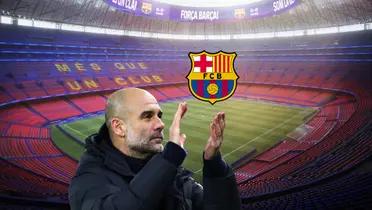 Pep Guardiola claps to the fans as Manchester City coach.