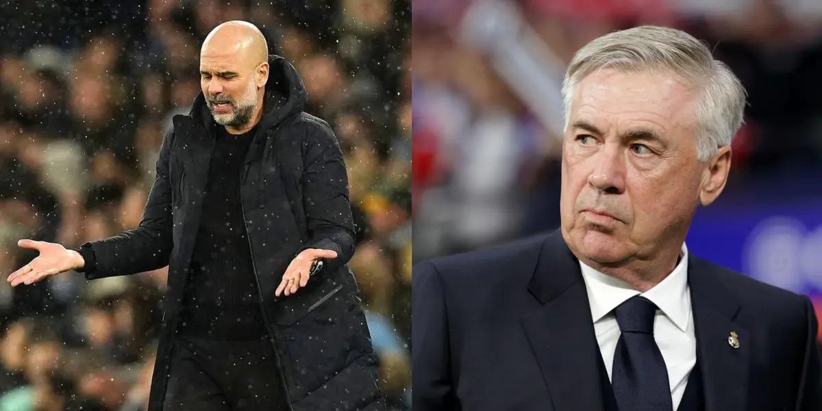 Pep Guardiola complains ahead of their Champions League game against Real Madrid.