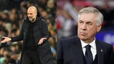 Pep Guardiola complains ahead of their Champions League game against Real Madrid.