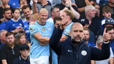 Pep Guardiola - Erling Haaland - Kevin de Bruyne (Foto: Manchester City News)