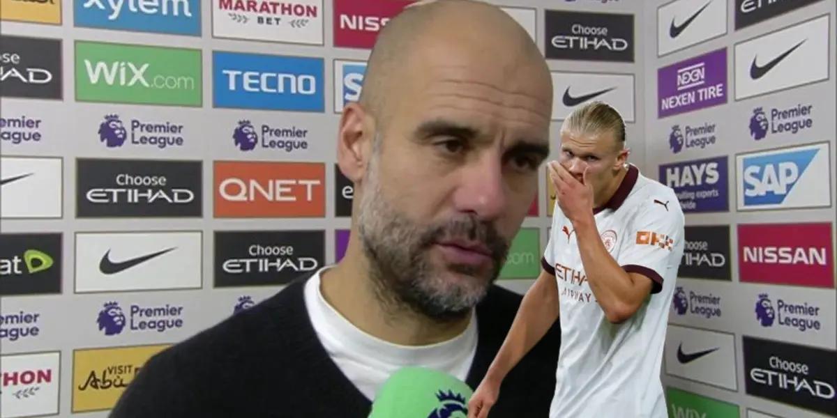 Pep Guardiola had a controversial action with Erling Haaland