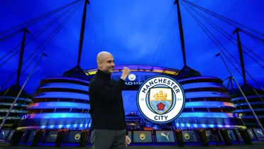Pep Guardiola happy as the Manchester City manager.
