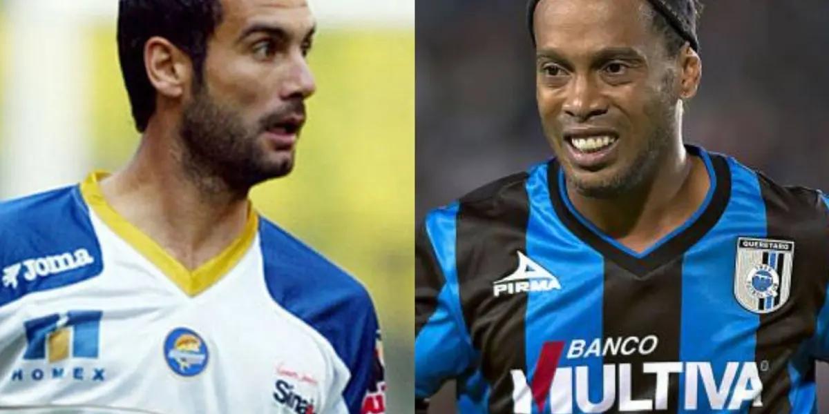 Pep Guardiola has the Dorados jersey and Ronaldinho wears the Queretaro jersey.