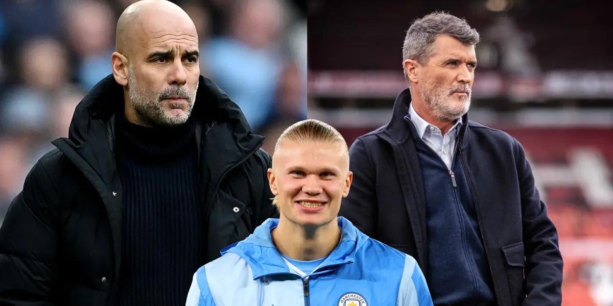 Pep Guardiola responds to Roy Keane's controversial comments about Erling Haaland.