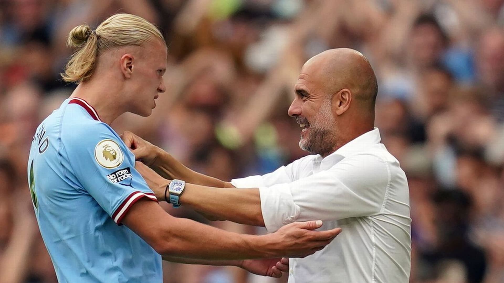 Pep Guardiola was restless on the touchline during the win over Everton.