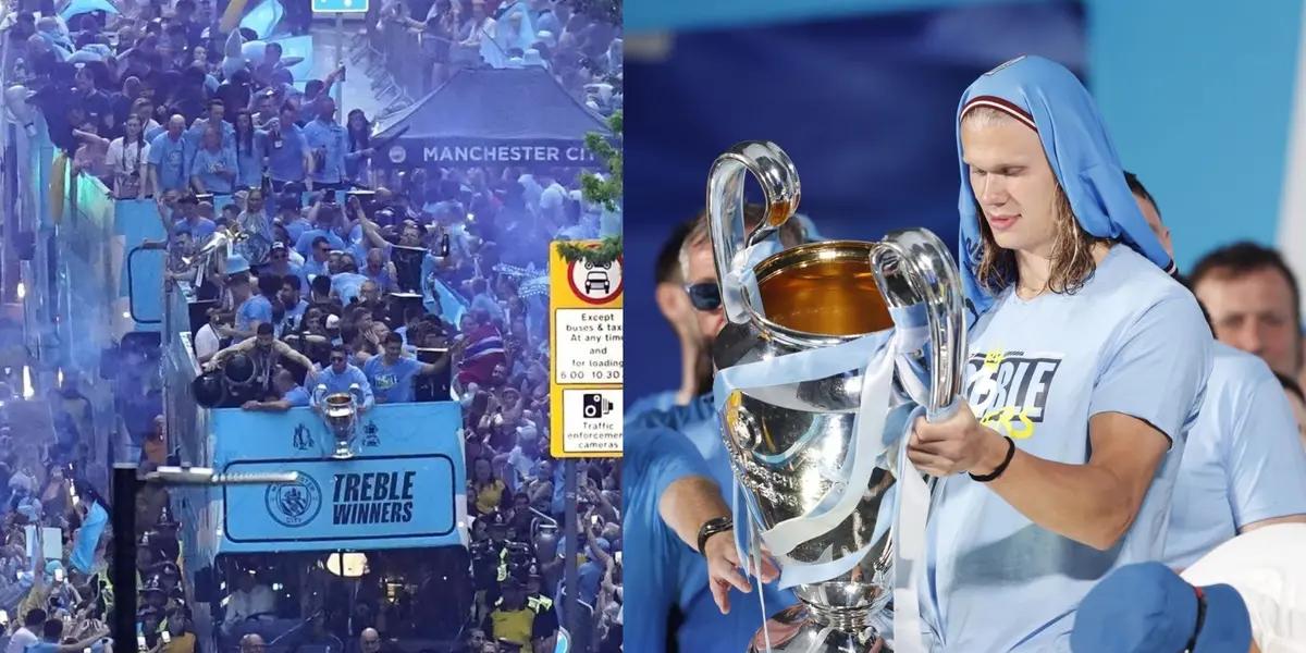 Player's accidental blooper that almost ended in tragedy in the middle of Manchester City's parade