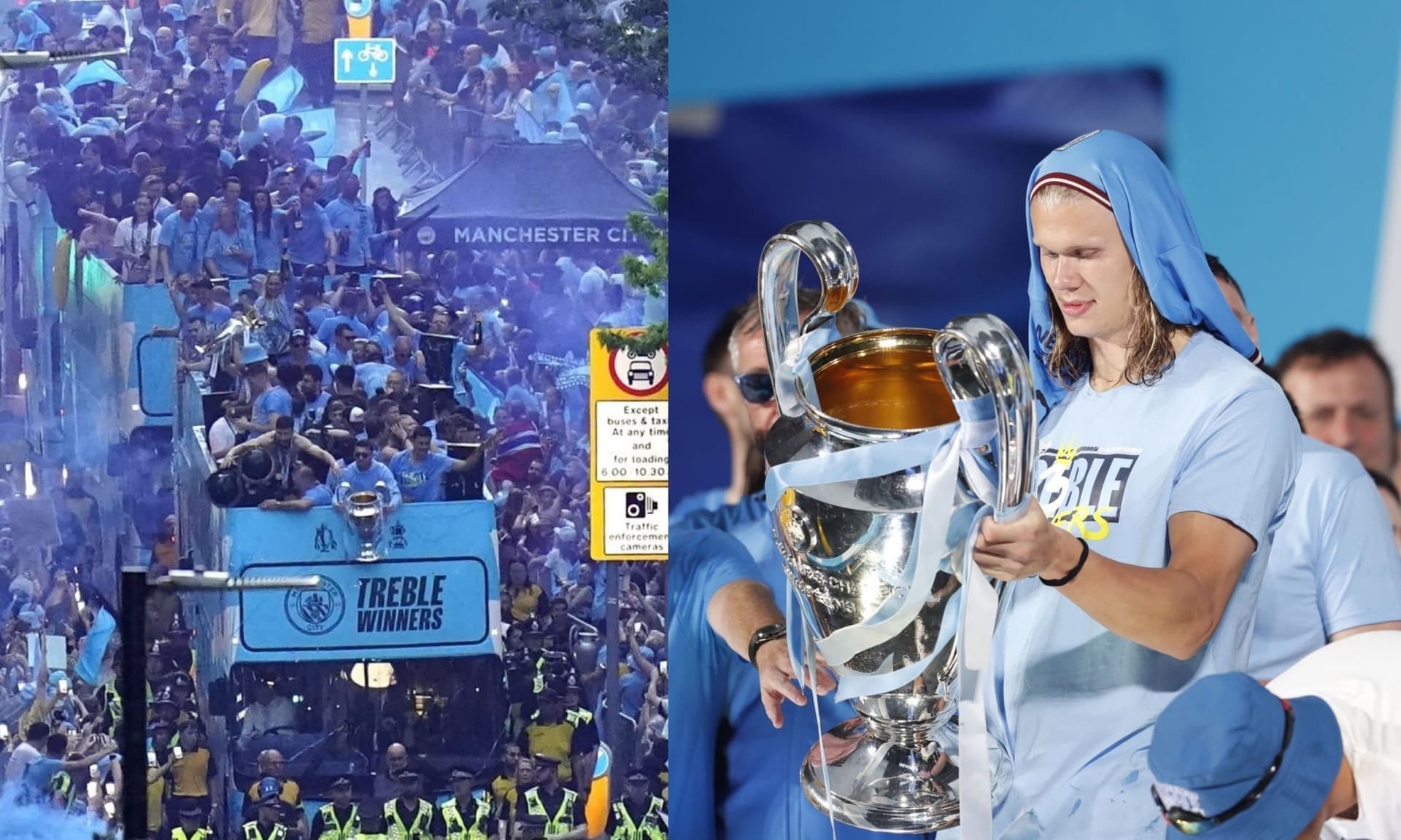 Player's accidental blooper that almost ended in tragedy in the middle of Manchester City's parade