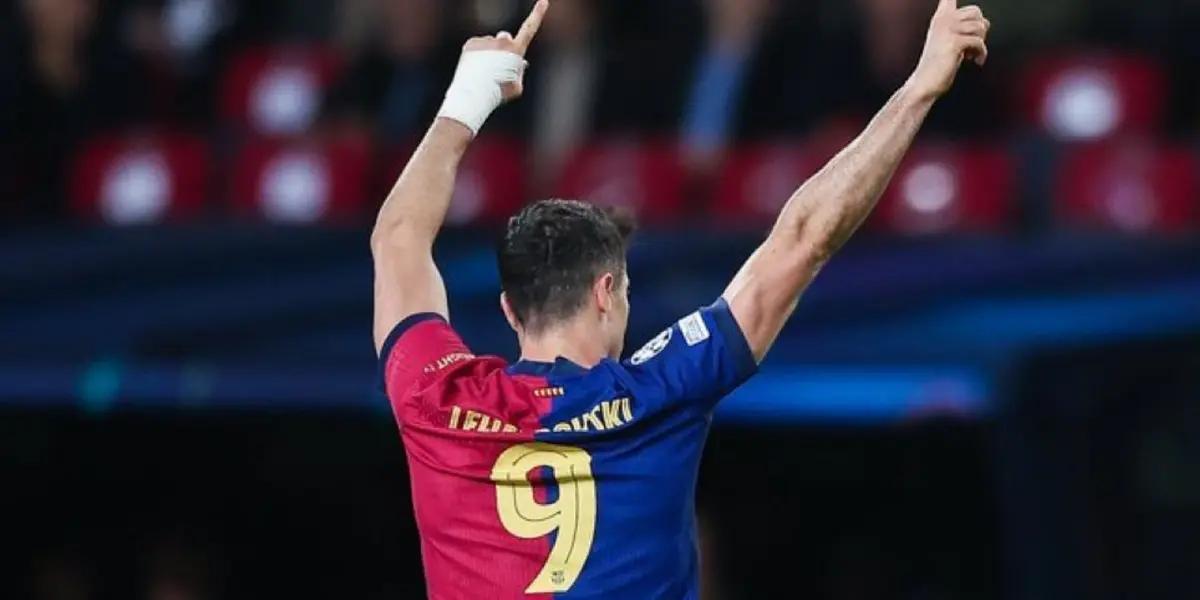 Polish striker continues on a hot streak to put Barcelona ahead