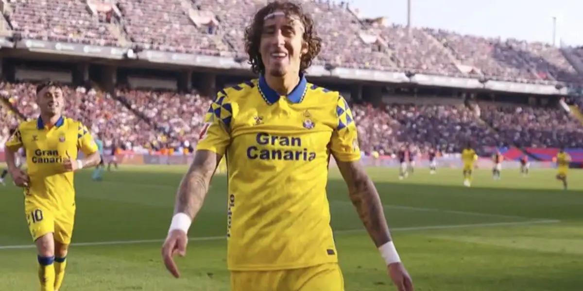 Portuguese striker scored a surprise goal to give Las Palmas the lead in the away game