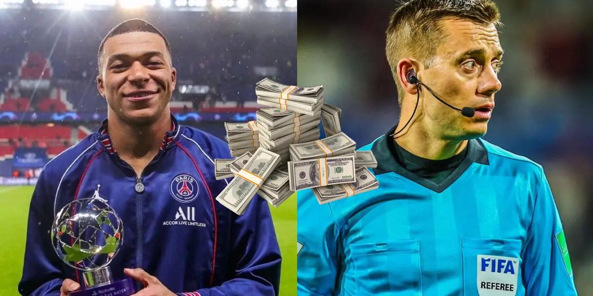 PSG's Kylian Mbappé has made lots of money but it's not the case with referees.
