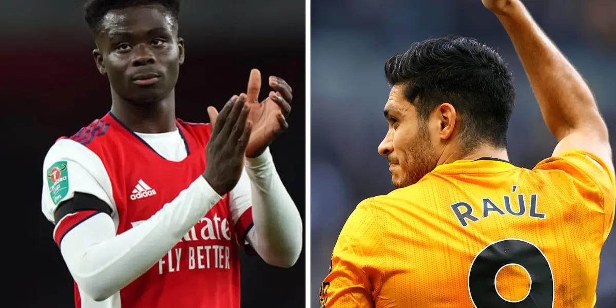 Raul Jimenez will face Bukayo Saka looking to slow down the Gunners machine.