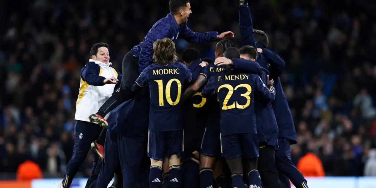 Real Madrid celebrate their penalty shootout win over Manchester City