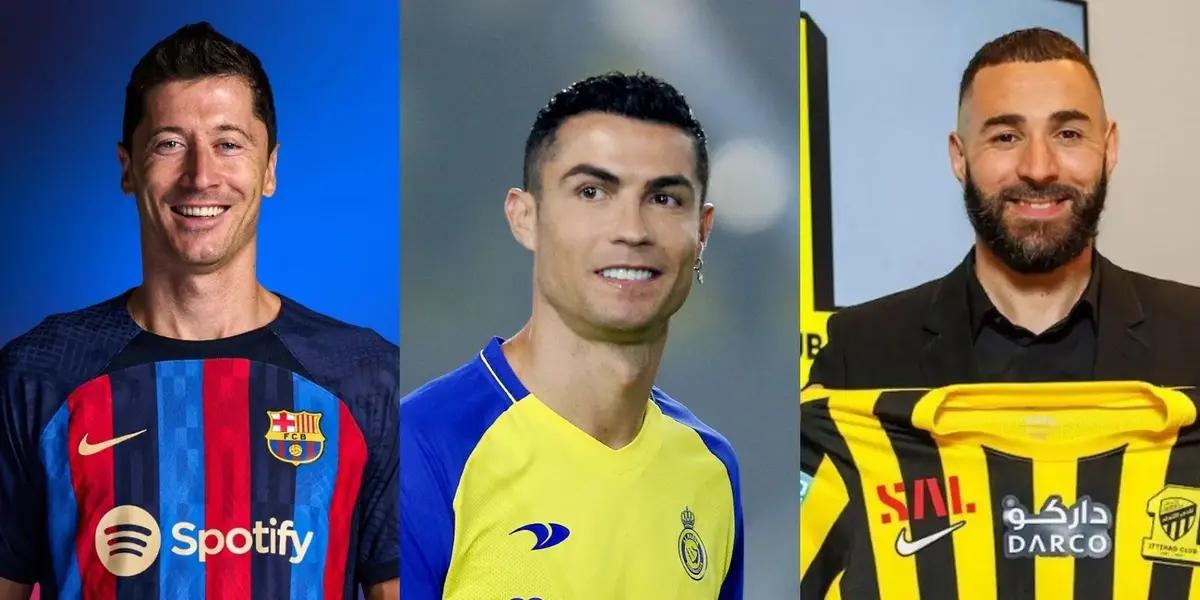 Robert Lewandowski teaches Cristiano Ronaldo and Karim Benzema a lesson