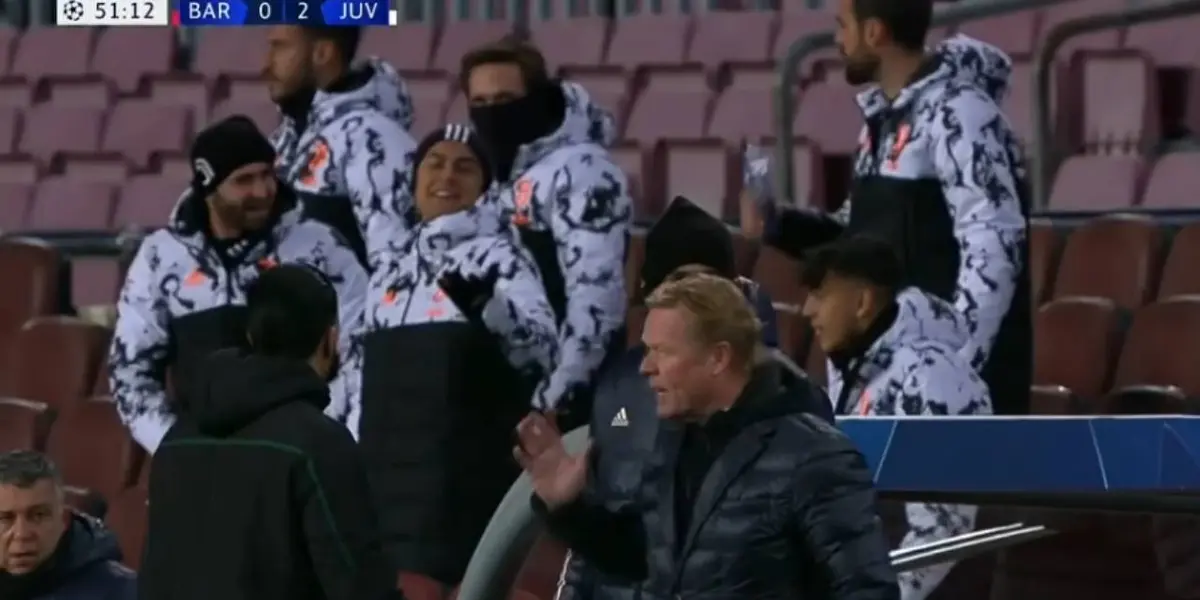 Ronald Koeman went through a humiliating moment just before Juventus' third goal, when he protested against the penalty given and Juve's bench responded with laughter pointed at him.
 
