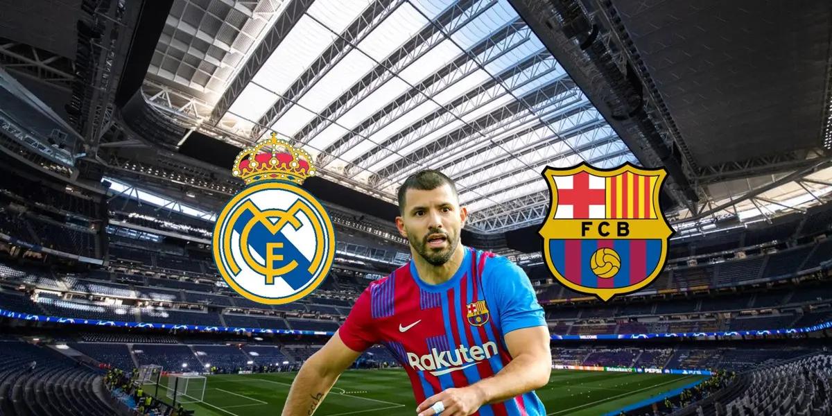 Sergio Aguero playing football with an FC Barcelona jersey on.