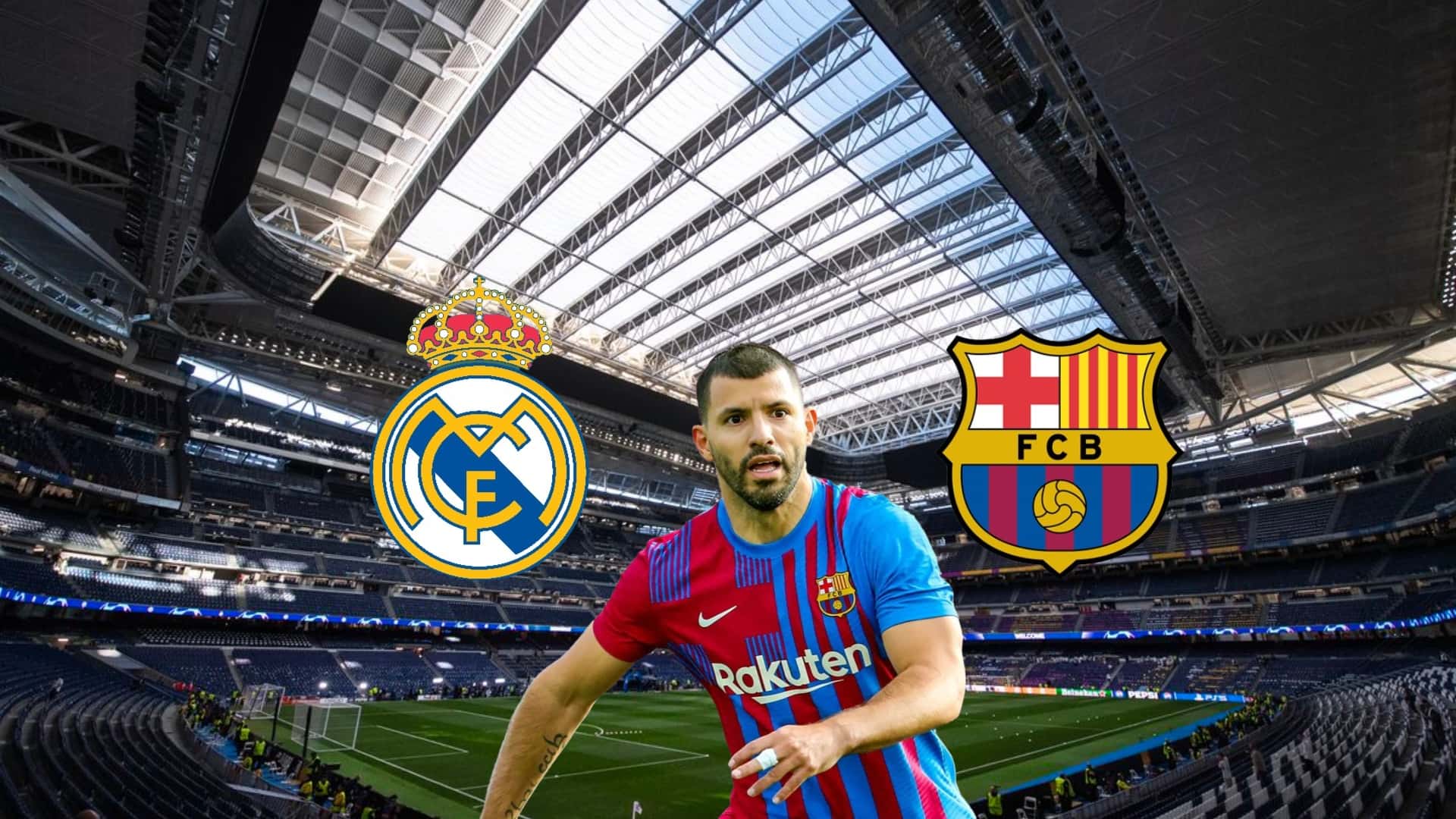 Sergio Aguero playing football with an FC Barcelona jersey on.